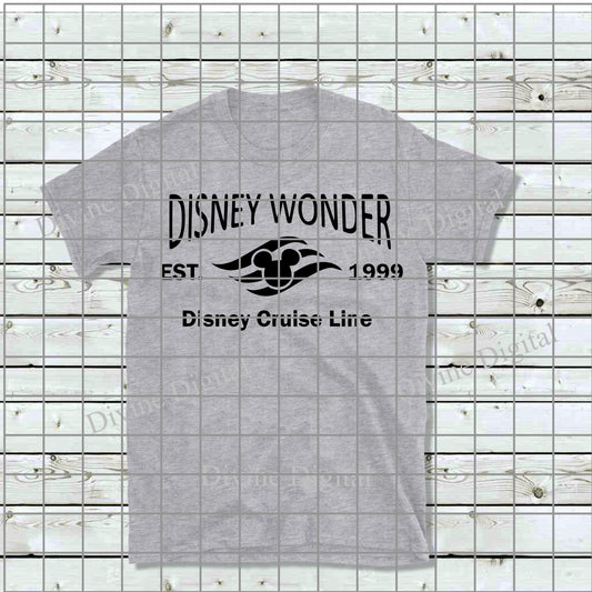 Short Sleeve T-Shirt Graphite Heather - Adult - Wonder EST with Flag