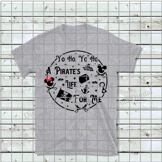 Short Sleeve T-Shirt Grey - Adult - Pirate's Life for Me